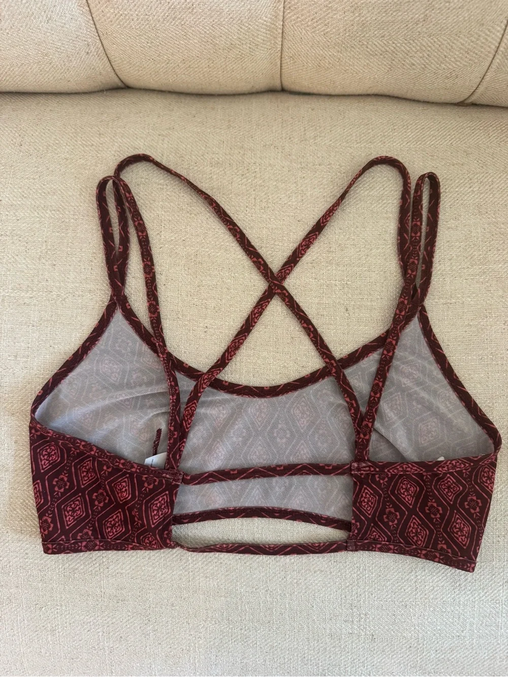 Urban Outfitters Burgundy Geometric Strappy Bralette Size M